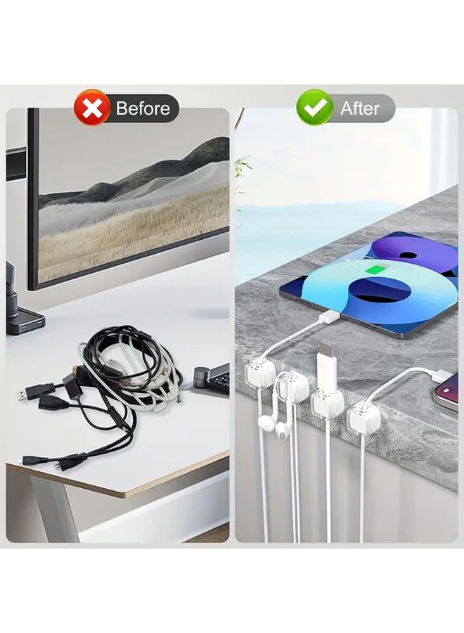 9 Pack Magnetic Cord Holders Transparent Blue Adhesive Cable Clips for Desk Car - Image 3
