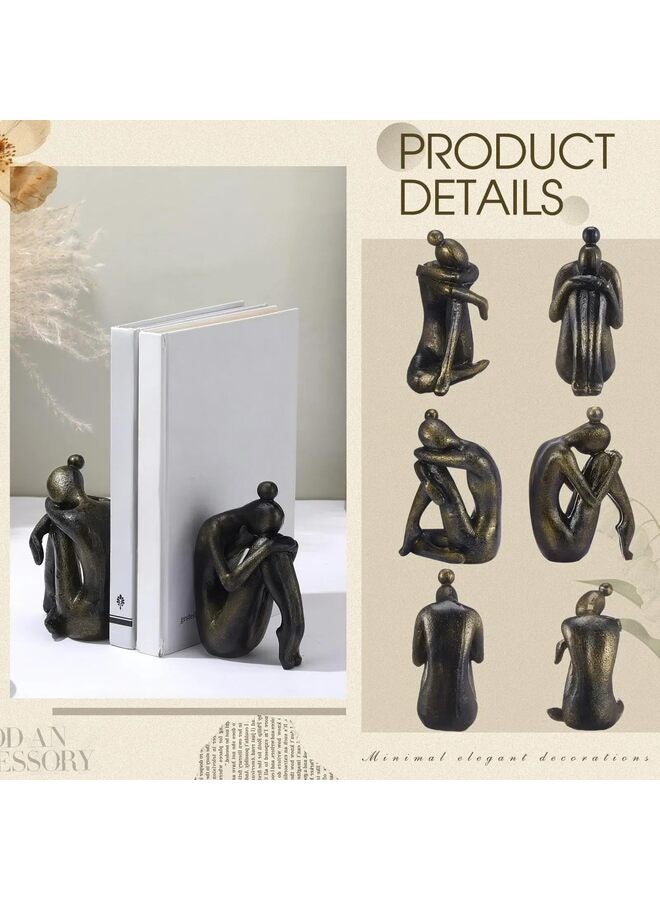 2 Pcs Decorative Thinker Bookends, Nonskid Yoga Women Book Stoppers Book Ends to Hold Heavy Bookends for Shelves Desktop Modern Meditation Statue Decor - Image 4