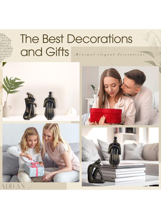 2 Pcs Decorative Thinker Bookends, Nonskid Yoga Women Book Stoppers Book Ends to Hold Heavy Bookends for Shelves Desktop Modern Meditation Statue Decor - Image 5