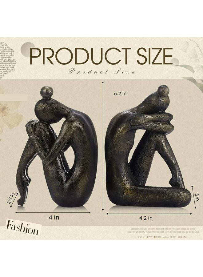 2 Pcs Decorative Thinker Bookends, Nonskid Yoga Women Book Stoppers Book Ends to Hold Heavy Bookends for Shelves Desktop Modern Meditation Statue Decor - Image 3