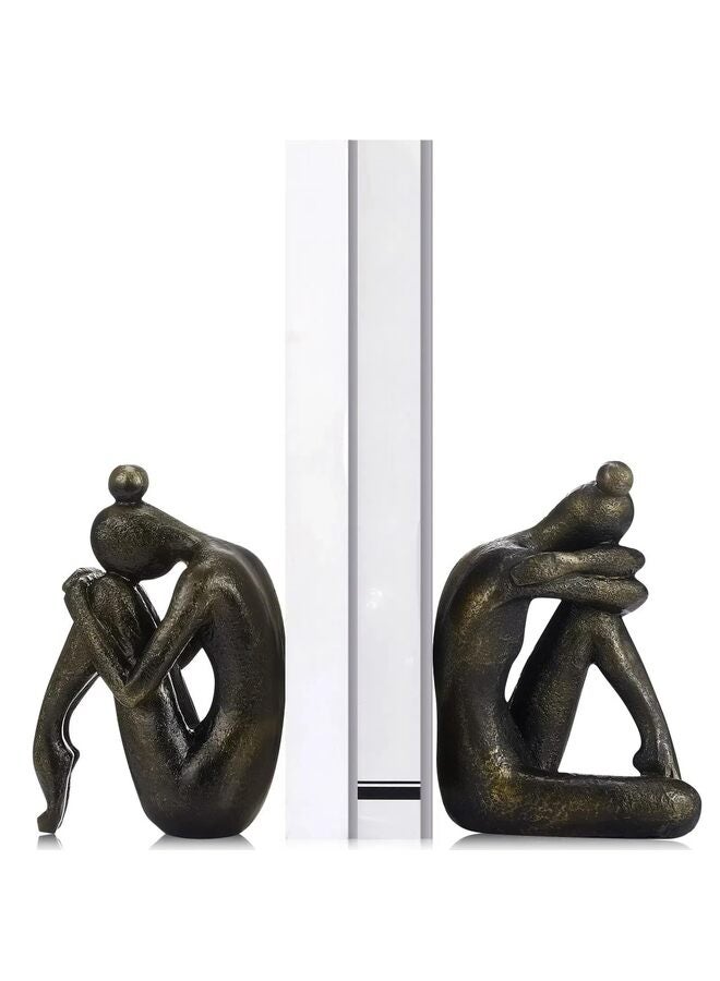 2 Pcs Decorative Thinker Bookends, Nonskid Yoga Women Book Stoppers Book Ends to Hold Heavy Bookends for Shelves Desktop Modern Meditation Statue Decor - Image 1