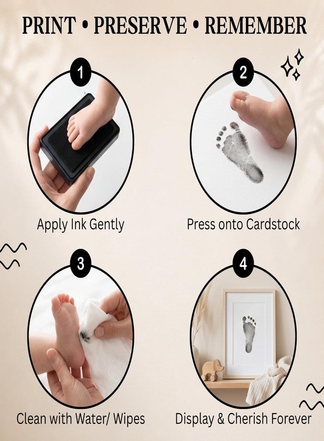 ReignDrop Baby Ink Pad for Hand and Footprints, Non-Toxic Acid-Free Keepsake Kit, Smudge-Proof Archival Ink Wipes Off Skin, for Scrapbook, Photo Album, Frames & Pet Paws, Baby Gift (Black) - Image 3