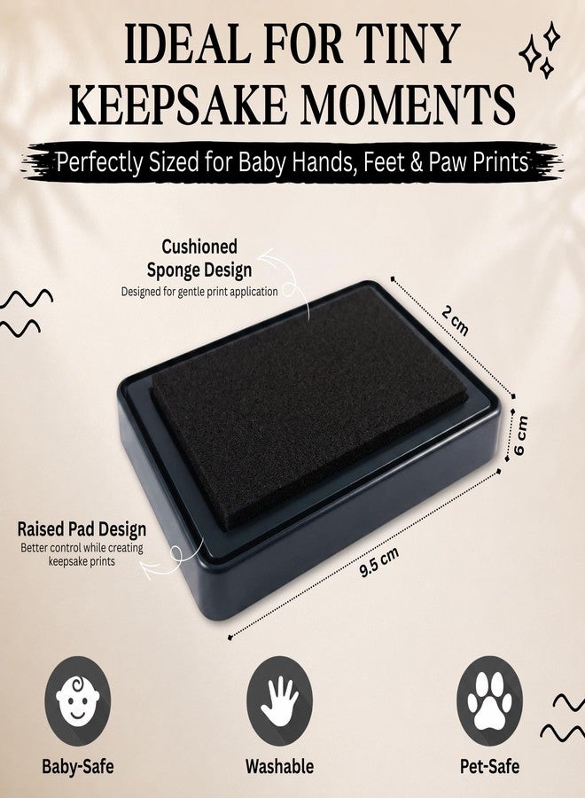 ReignDrop Baby Ink Pad for Hand and Footprints, Non-Toxic Acid-Free Keepsake Kit, Smudge-Proof Archival Ink Wipes Off Skin, for Scrapbook, Photo Album, Frames & Pet Paws, Baby Gift (Black) - Image 2