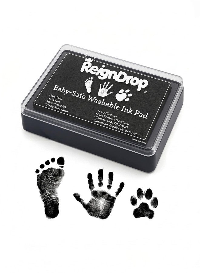 ReignDrop Baby Ink Pad for Hand and Footprints, Non-Toxic Acid-Free Keepsake Kit, Smudge-Proof Archival Ink Wipes Off Skin, for Scrapbook, Photo Album, Frames & Pet Paws, Baby Gift (Black) - Image 1