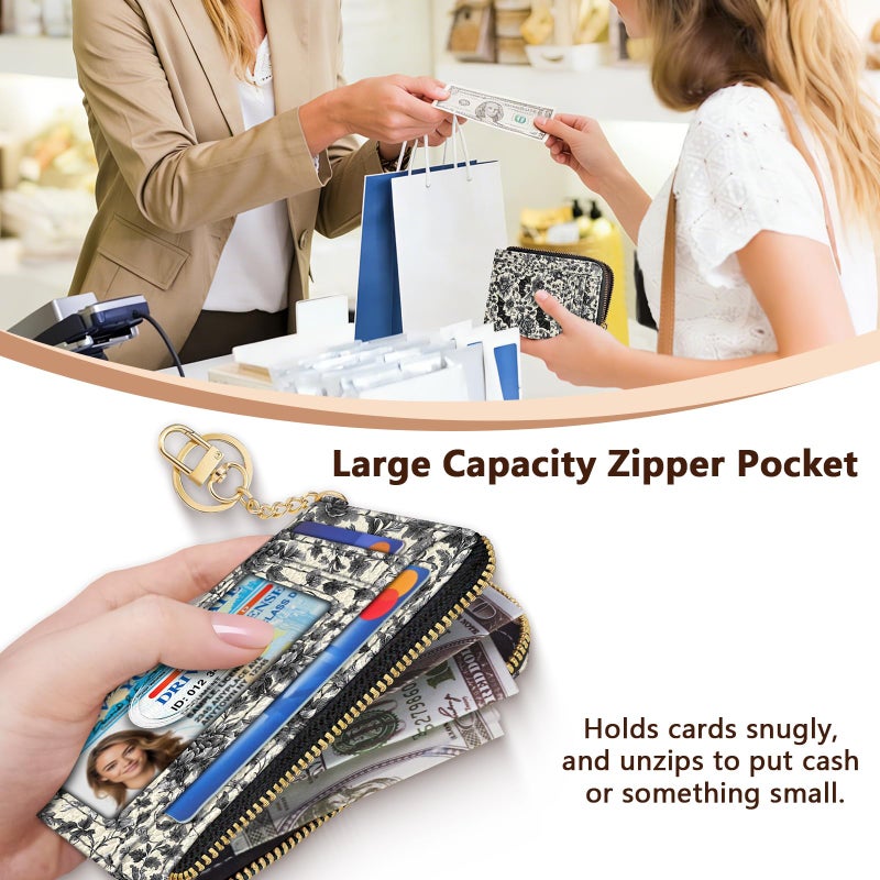 GIANCOMICS Slim Wallet Credit Card Holder Women, Goth Bat Rfid Blocking Small Card Case, Keychain Thin Pocket Curved Zipper Wallet, Travel Card Holder PU Leather ID Window, Ladies Female Gifts - Image 3