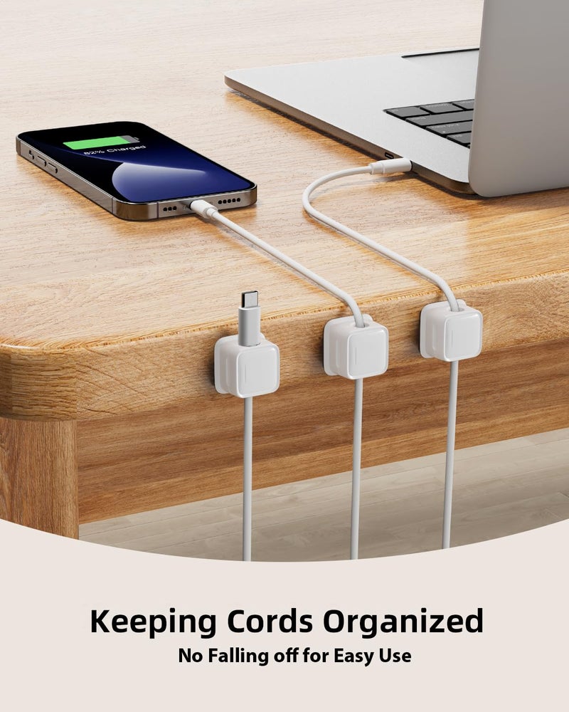 Costop 12 Pack Magnetic Cord Organizer Holder,Strong Adhesive Desk Cable Management Easy Open,Organize Phone Charging Cords Wire Holder Organizer Neatly for Home,Office,Car,Desk,Nightstand-White - Image 2
