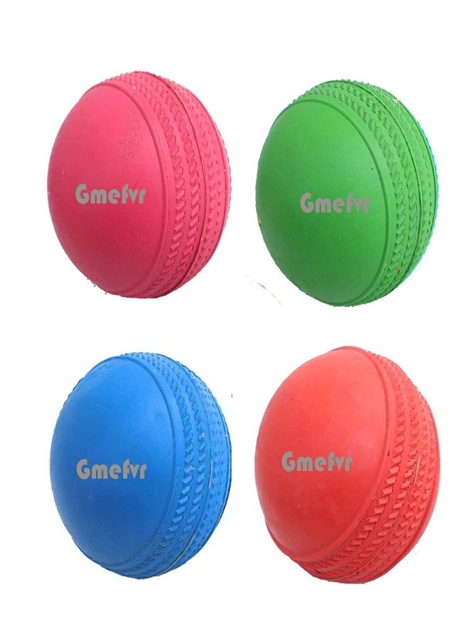 Gmefvr Cricket Rubber Ball Stamper Balls high Bounce Multi Color Rubberball, Color: Red, Blue, Yellow, Green, Pink, White Standard Size Pack of 4 | Every Surface Compatible - Image 1