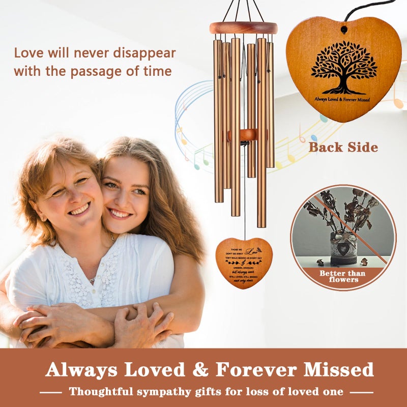 Soopau Sympathy Gifts for Loss of Loved One, Memorial Wind Chimes, Funeral Bereavement Gifts Baskets, Windchimes in Memory of a Loved One Mom Dad Husband Brother - Golden - Image 2