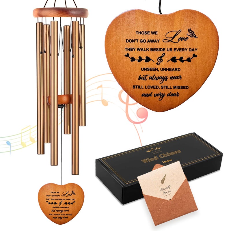 Soopau Sympathy Gifts for Loss of Loved One, Memorial Wind Chimes, Funeral Bereavement Gifts Baskets, Windchimes in Memory of a Loved One Mom Dad Husband Brother - Golden - Image 1