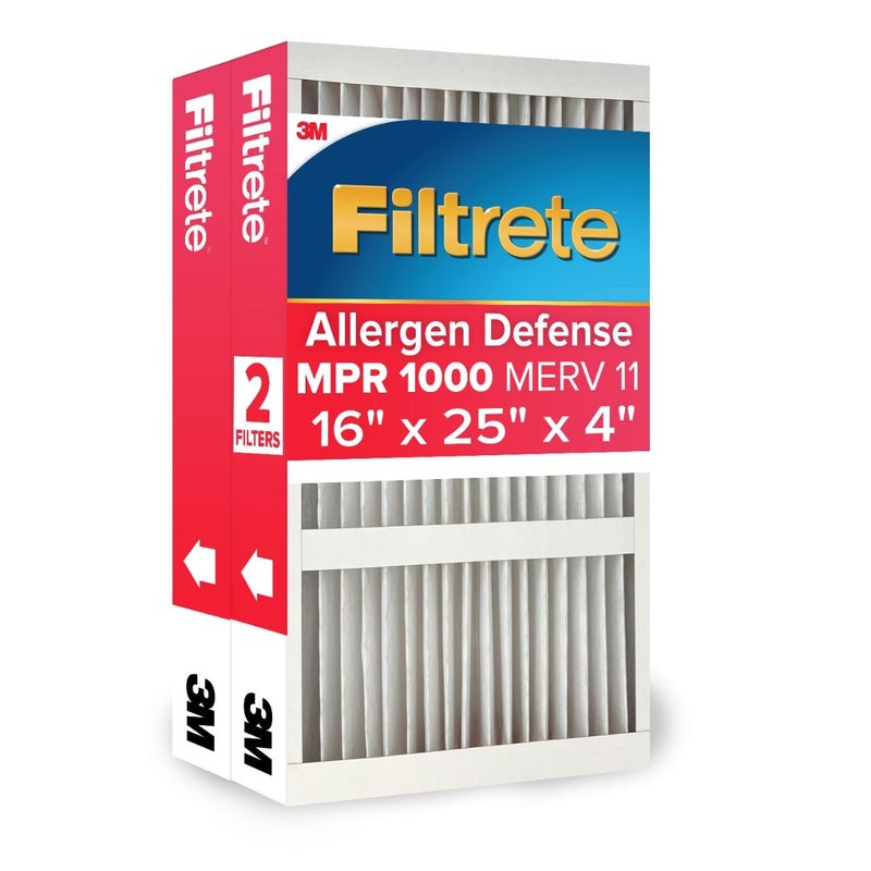 Filtrete 16x25x4 Air Filter MERV 11, MPR 1000 Micro Allergen Defense 2-Pack, Fits Lennox & Honeywell, AC Furnace HVAC Filters for Home, Pleated Electrostatic (Actual Size 15.88x24.56x4.31 in) - Image 1