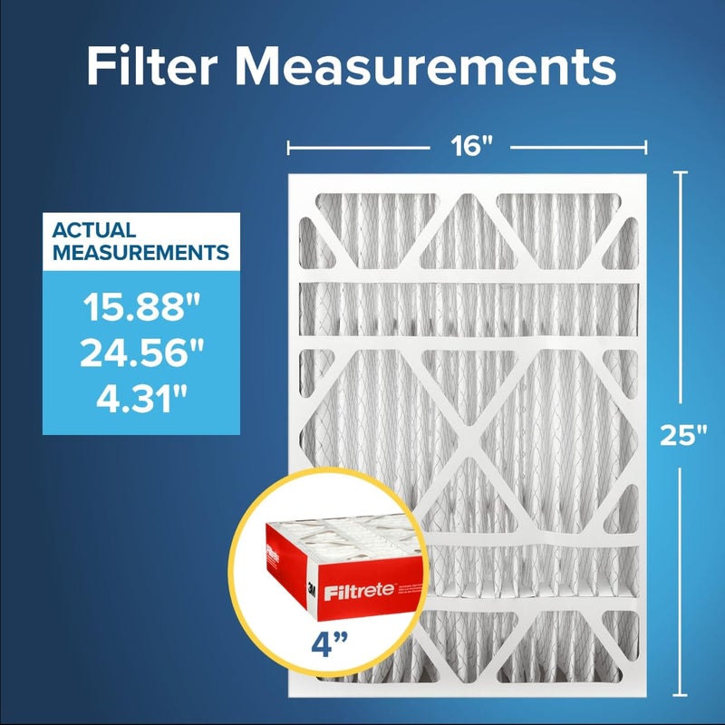 Filtrete 16x25x4 Air Filter MERV 11, MPR 1000 Micro Allergen Defense 2-Pack, Fits Lennox & Honeywell, AC Furnace HVAC Filters for Home, Pleated Electrostatic (Actual Size 15.88x24.56x4.31 in) - Image 2