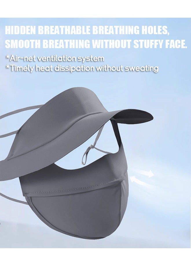 Ice Silk Face Mask With Brim, Breathable Protection UV Face Cover, Sports Protection Cover (Gray) - Image 3
