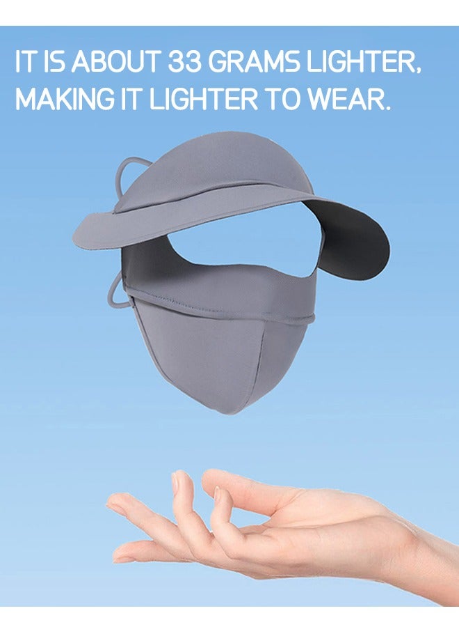 Ice Silk Face Mask With Brim, Breathable Protection UV Face Cover, Sports Protection Cover (Gray) - Image 5
