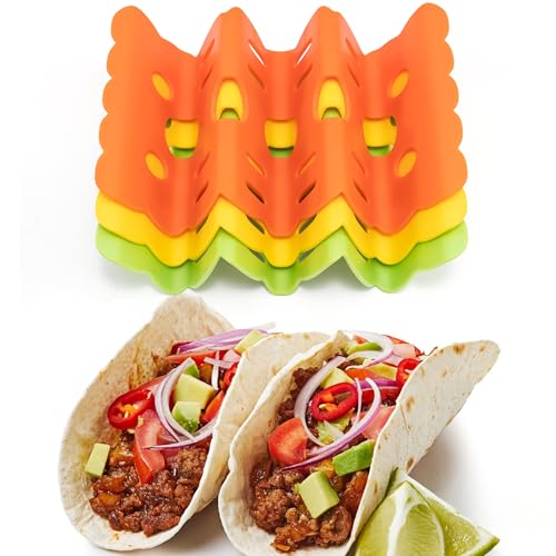 Li & Zhao Li&Zhao Taco Holder Stands - 3 PCS Colorful Taco Trays Taco Plates Taco Rack Taco Stands Taco Shell Holder for Baking Grill Barbecue Oven Dishwasher & Microwave Safe - Image 1