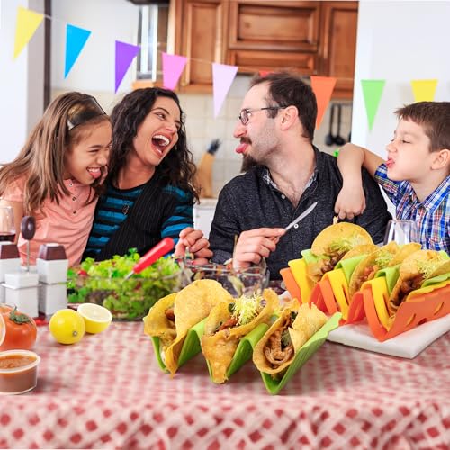 Li & Zhao Li&Zhao Taco Holder Stands - 3 PCS Colorful Taco Trays Taco Plates Taco Rack Taco Stands Taco Shell Holder for Baking Grill Barbecue Oven Dishwasher & Microwave Safe - Image 2