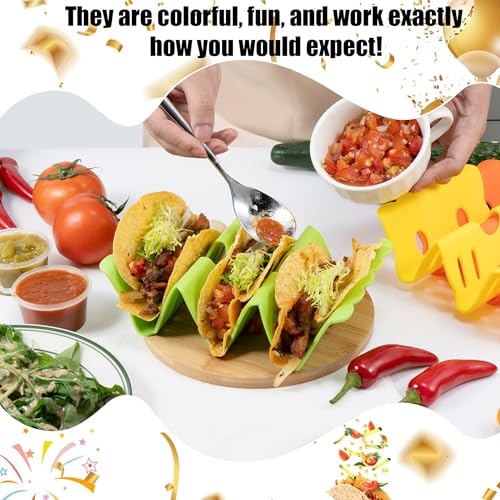 Li & Zhao Li&Zhao Taco Holder Stands - 3 PCS Colorful Taco Trays Taco Plates Taco Rack Taco Stands Taco Shell Holder for Baking Grill Barbecue Oven Dishwasher & Microwave Safe - Image 3