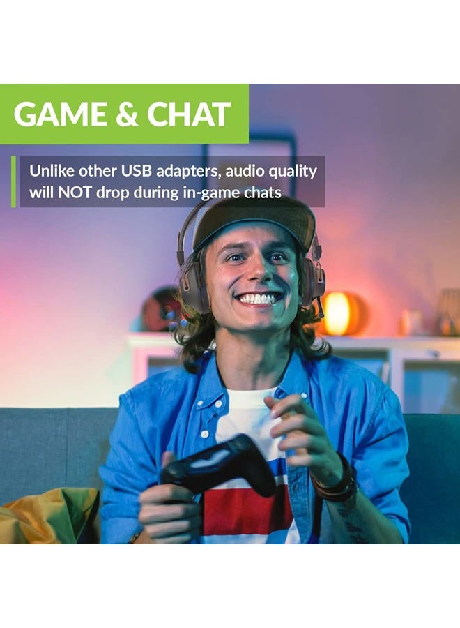 Avantree DG59M - سماعات بلوتوث مع ميكروفون لجهاز PS5 و PS4، سماعة لاسلكية مع محول USB لجهاز الكمبيوتر، اللابتوب، الكمبيوتر، الألعاب والعمل من المنزل، تدعم الصوت داخل اللعبة، 40 ساعة وقت تشغيل - Image 2