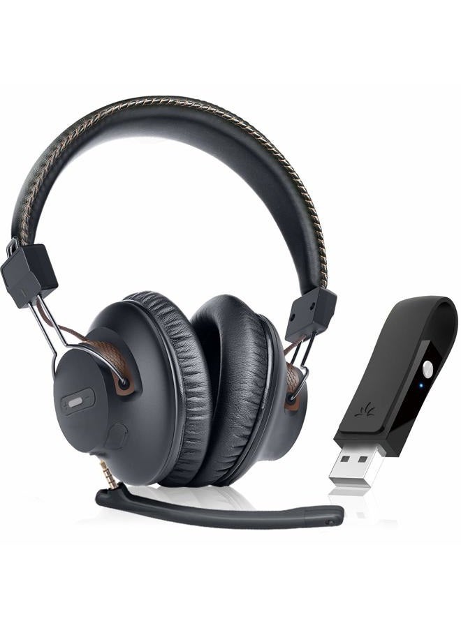 Avantree DG59M - سماعات بلوتوث مع ميكروفون لجهاز PS5 و PS4، سماعة لاسلكية مع محول USB لجهاز الكمبيوتر، اللابتوب، الكمبيوتر، الألعاب والعمل من المنزل، تدعم الصوت داخل اللعبة، 40 ساعة وقت تشغيل - Image 1