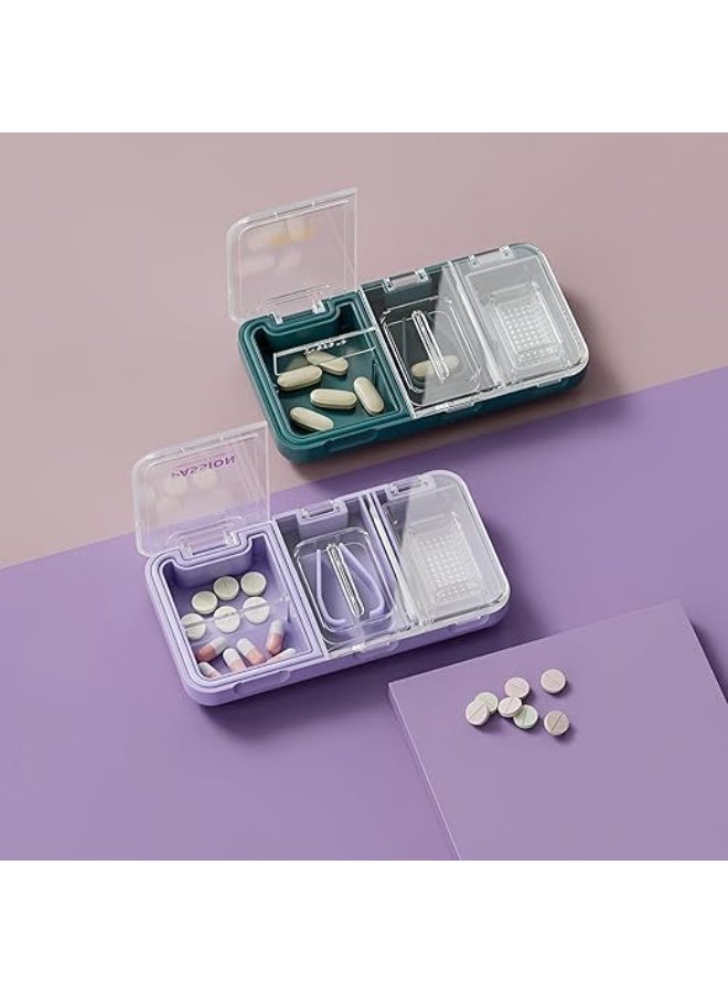 3 in 1 Pill Cutter and Crusher with Stainless Steel Blade and Storage Compartment, Includes Cleaning Brush - Image 3