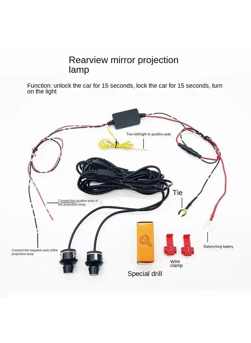 2-Piece LED Wing Universal Car Rearview Mirror Projector Shadow Light Set - Image 3