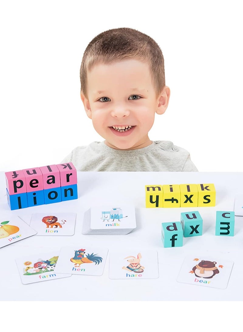 بطاقات تعليمية لتعليم الصوتيات، هدية مكعبات الحروف الأبجدية، 40 قطعة - Image 4