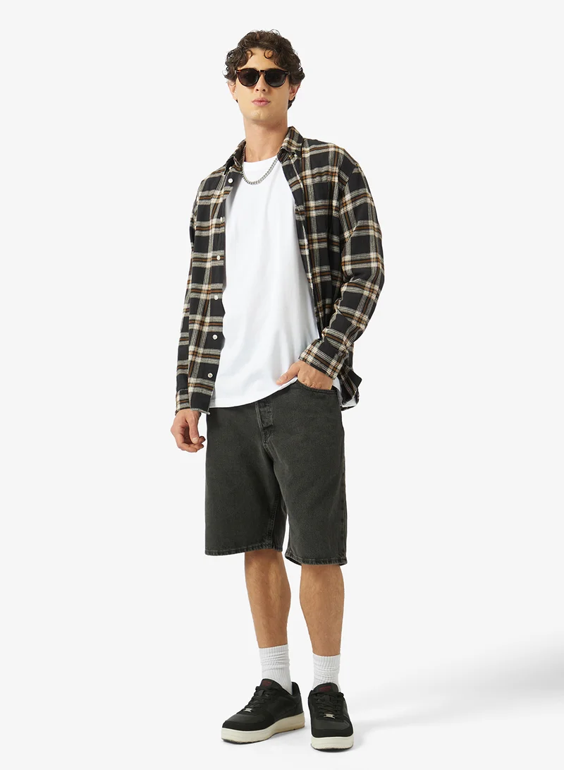 Seventy Five  Striped Crew Neck Oversize Drop Shoulder T-Shirt for Men | Best Price UAE