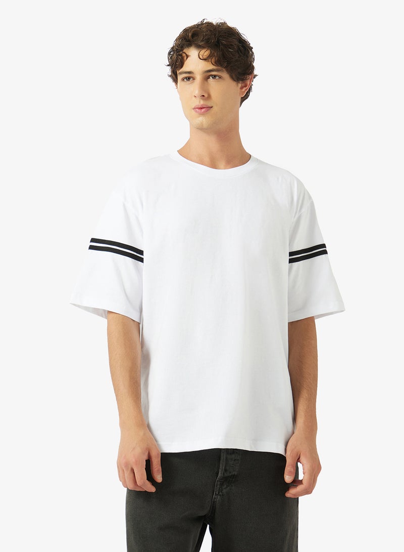 Seventy Five Striped Crew Neck Oversize Drop Shoulder T-Shirt - Image 1