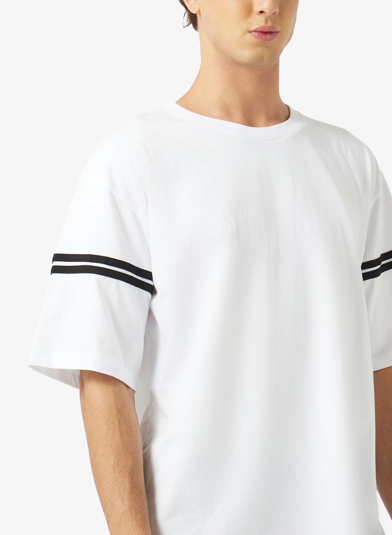 Seventy Five Striped Crew Neck Oversize Drop Shoulder T-Shirt - Image 3