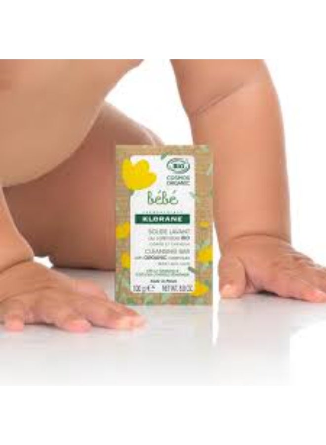 Klorane Baby Bio Cleansing Bar Body and Hair 100g - Image 3