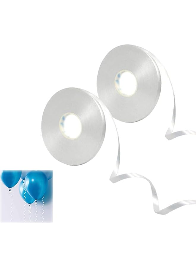 White Ribbon for Balloons & Crafts - 10m x 2 Rolls, 5mm Width, Ideal for Wrapping, Christmas, Birthday, Wedding & Party Decorations