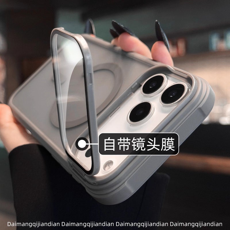 غطاء MagSafe بAcrylic لـ iPhone 12 Pro Max باللون رمادي مغناطيسي بوظيفة حامل من الأكريليك مع مغناطيس قوي وحماية من السقوط مع مقاوم للصدمات مع حامل قائم مع ملمس ناعم للحمل اليومي - Image 1
