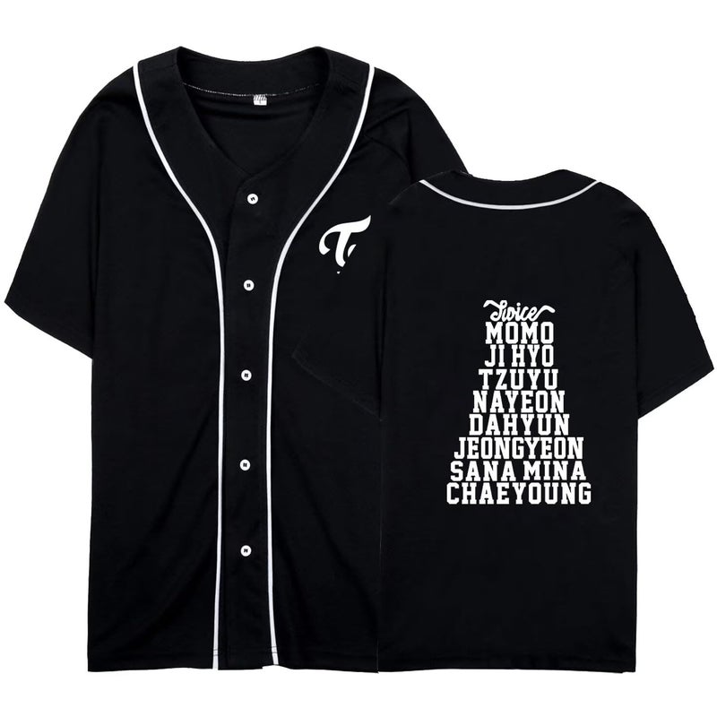 FUJUTANG Twice Baseball Jersey Tzuyu Mina Momo Sana Dahyun Chaeyoung V Neck Hip-Hop T-Shirt - Image 1