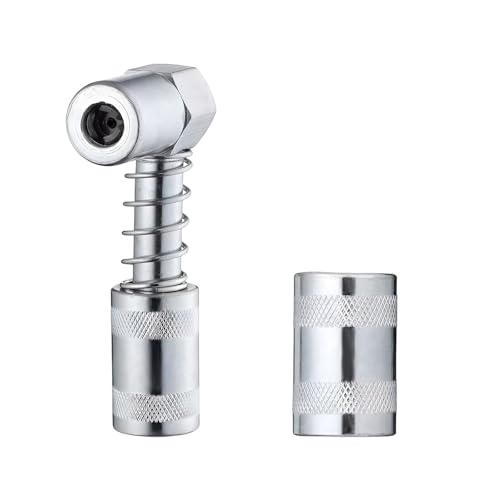 Wevdn 90 Degree Grease Coupler Adapter Sturdy Steel Grease Coupler Adapter with Sleeves for Tight Spaces Grease Gun Lubrication Tool for Car Farm Truck Industrial Use Big SleeveSmall Sleeve - Image 1