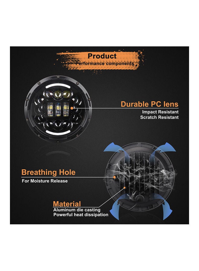 NIBEMINENT 12V/24V Motorcycle Car Headlight Round LED Driving Lamp - Image 5