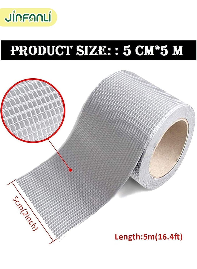 JINFANLI Leak Repair Waterproof Tape for Pipe Leaks Roof Waterproof Tape Leakage Solution Aluminum Foil Tape Waterproof Tape Sealing Butyl Rubber Tape Surface Cracks, Room Dexoration，Pipe Breaks (5cmx5m) - Image 3