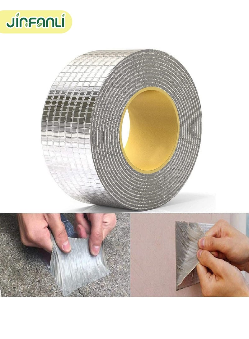 JINFANLI Leak Repair Waterproof Tape for Pipe Leaks Roof Waterproof Tape Leakage Solution Aluminum Foil Tape Waterproof Tape Sealing Butyl Rubber Tape Surface Cracks, Room Dexoration，Pipe Breaks (5cmx5m) - Image 2