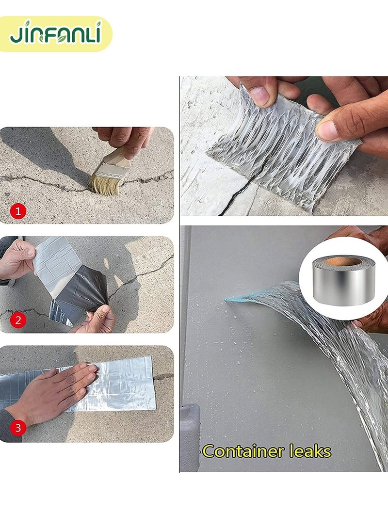 JINFANLI Leak Repair Waterproof Tape for Pipe Leaks Roof Waterproof Tape Leakage Solution Aluminum Foil Tape Waterproof Tape Sealing Butyl Rubber Tape Surface Cracks, Room Dexoration，Pipe Breaks (5cmx5m) - Image 5