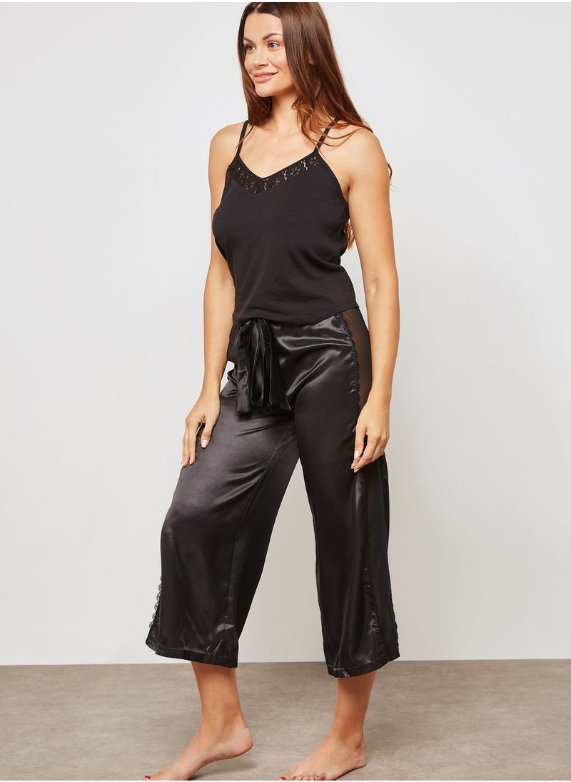 Lounge District - Lace Trim Pyjama Top - Image 1