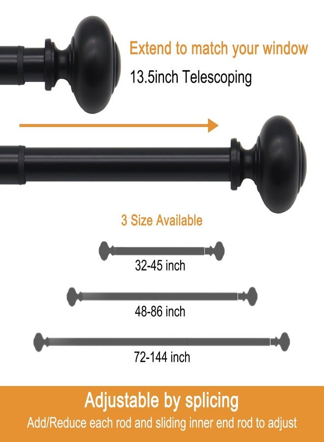 قضيب ستارة QITERI بطول 48-86 بوصة للنوافذ، عبوة واحدة مع نهايات دائرية شفافة، قضيب بقطر 1 بوصة، نهايات دائرية شفافة مزخرفة، قضيب ستارة فضي قابل للتعديل والتمديد، مناسب لتزيين النوافذ - Image 5