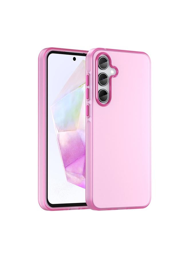 إيروريكس جراب هاتف Samsung Galaxy A35 5G Frosted Translucent TPU Hybrid PC بتغطية كاملة (وردي)