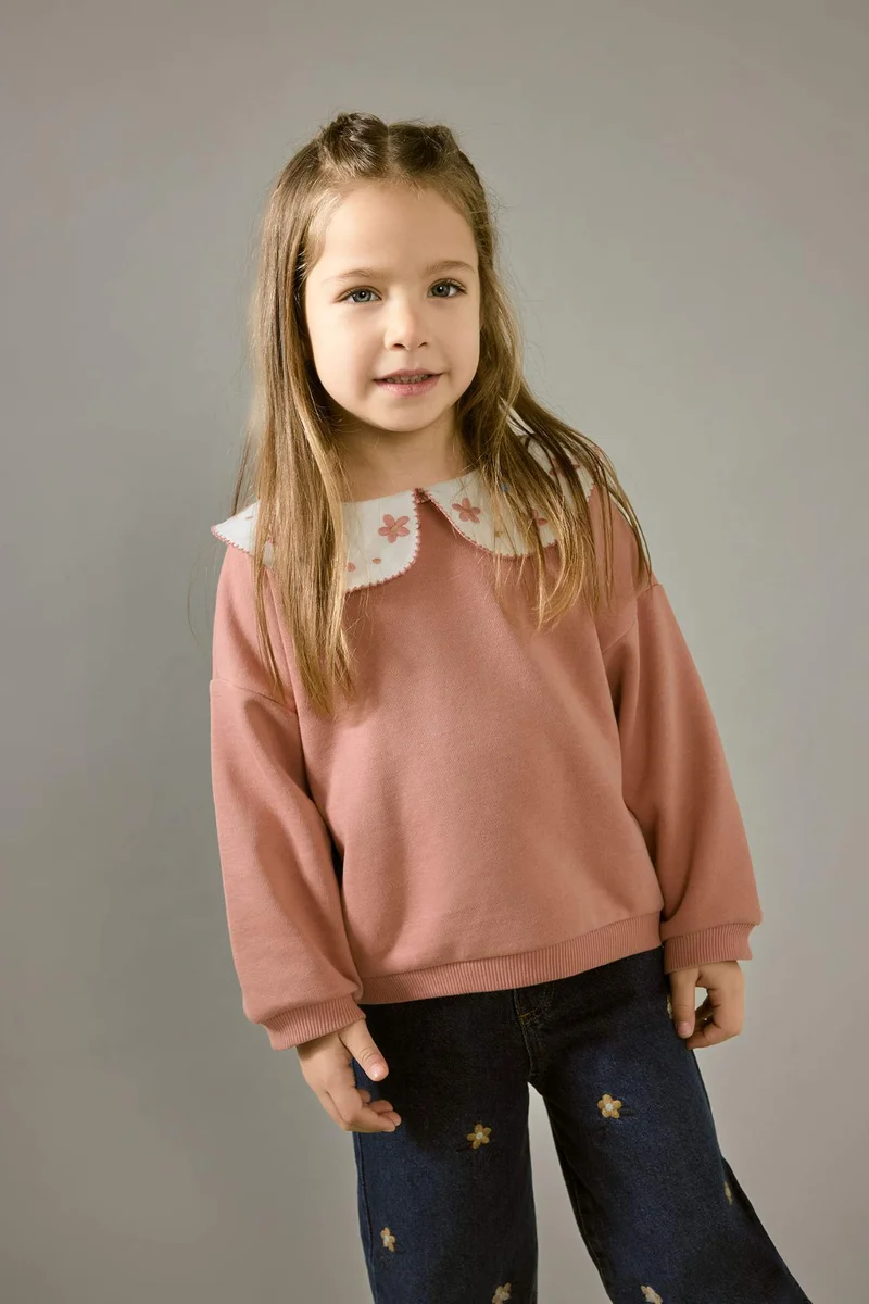 ديفاكتو Baby Girl Oversize Fit Floral Thick Fabric Sweatshirt