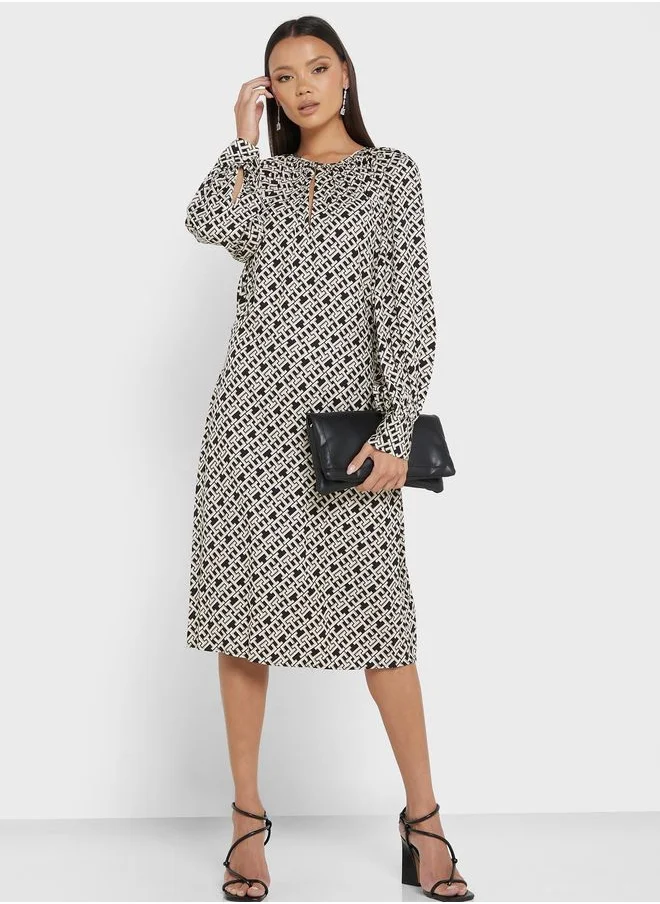 TOMMY HILFIGER Printed Puff Sleeve Dress