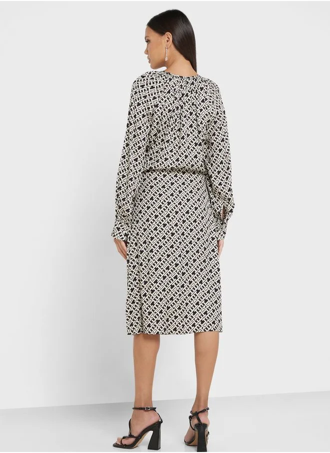 TOMMY HILFIGER Printed Puff Sleeve Dress