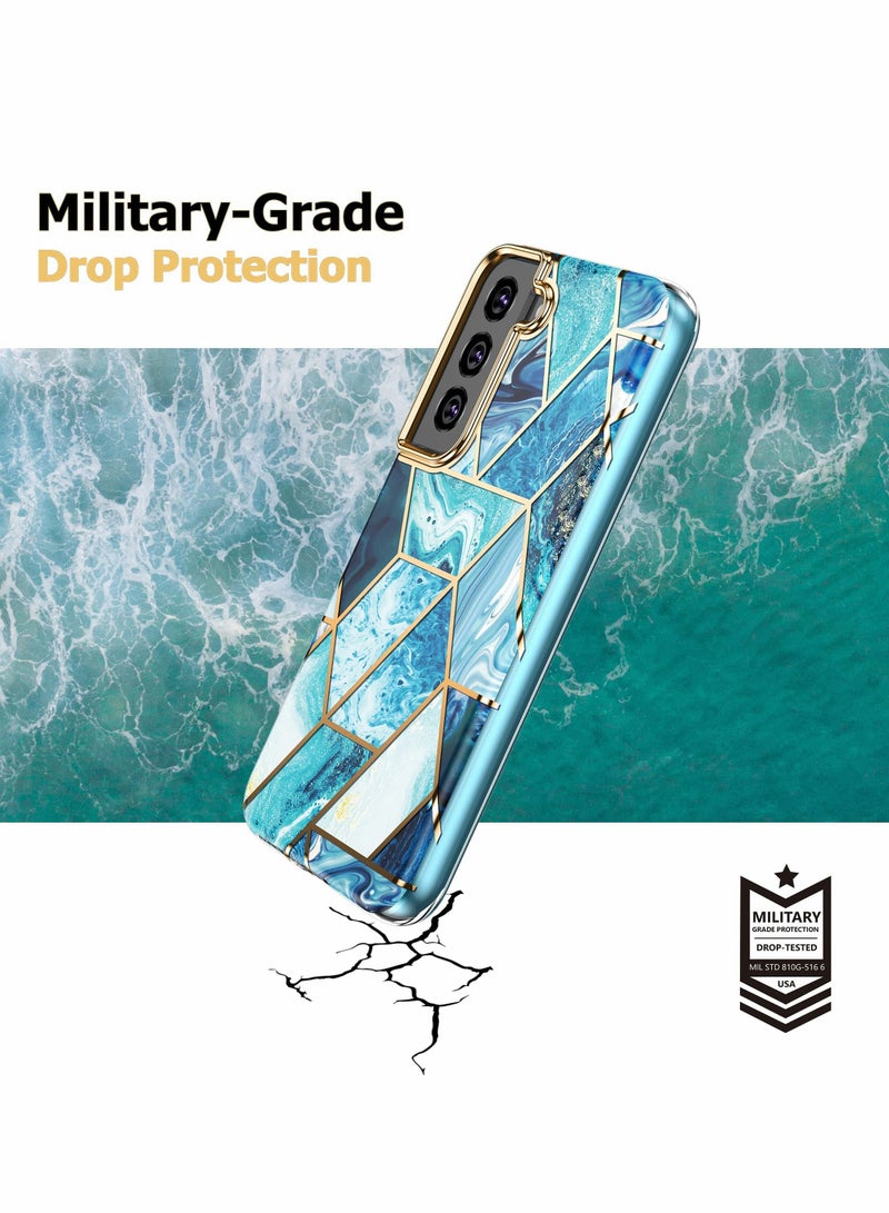 Samsung Galaxy S22 Electroplate Marble Case - Stylish Dual Layer Rugged Cover for Earthquake Drop Shock Protection, Durable and Protective Phone Case - Image 5