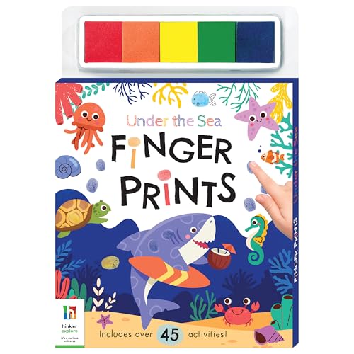Hinkler Under The Sea Finger Painting and Colouring Art Book with 45+ Fun Activities, Finger Painting Fun Activity Book for Boys and Girls, Includes 5 Colours Ink Pad, Non-Toxic Mess-Free Washable Colors, Thumb Print Art, Ideal for kids Gifting, 3+ Years - Image 1