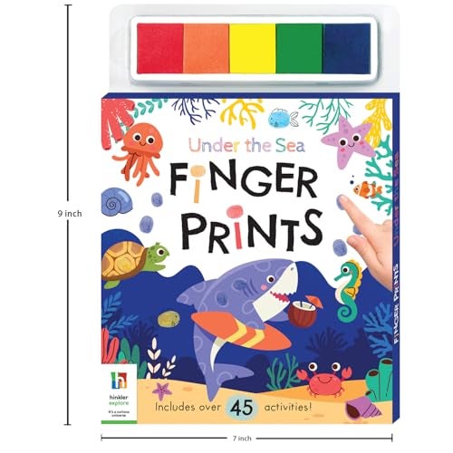 Hinkler Under The Sea Finger Painting and Colouring Art Book with 45+ Fun Activities, Finger Painting Fun Activity Book for Boys and Girls, Includes 5 Colours Ink Pad, Non-Toxic Mess-Free Washable Colors, Thumb Print Art, Ideal for kids Gifting, 3+ Years - Image 2