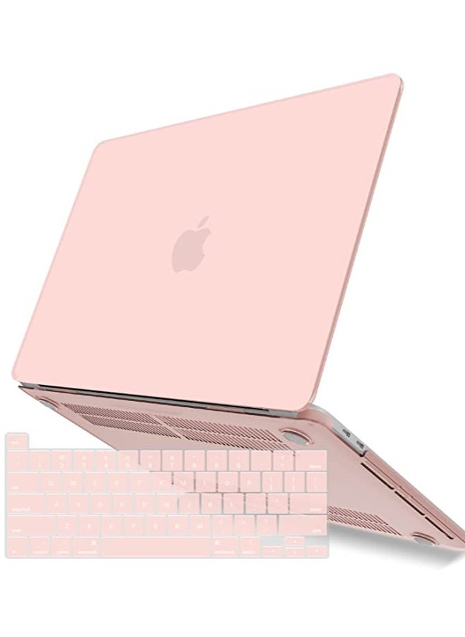 iBenzer - Compatible with 2023 2022 M2 MacBook Pro 13 Inch Case 2021-2016 M1 A2338 A2289 A2251 A2159 A1989 A1706 A1708,Hard Shell Case with Keyboard Cover for Mac Pro 13,Rose Quartz, T13RQ+1 A - Image 1