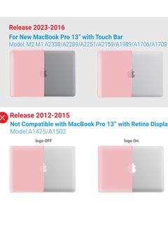 iBenzer Compatible with 2023 2022 M2 MacBook Pro 13 Inch Case 2021-2016 M1 A2338 A2289 A2251 A2159 A1989 A1706 A1708,Hard Shell Case with Keyboard Cover for Mac Pro 13,Rose Quartz, T13RQ+1 A  - Image 2