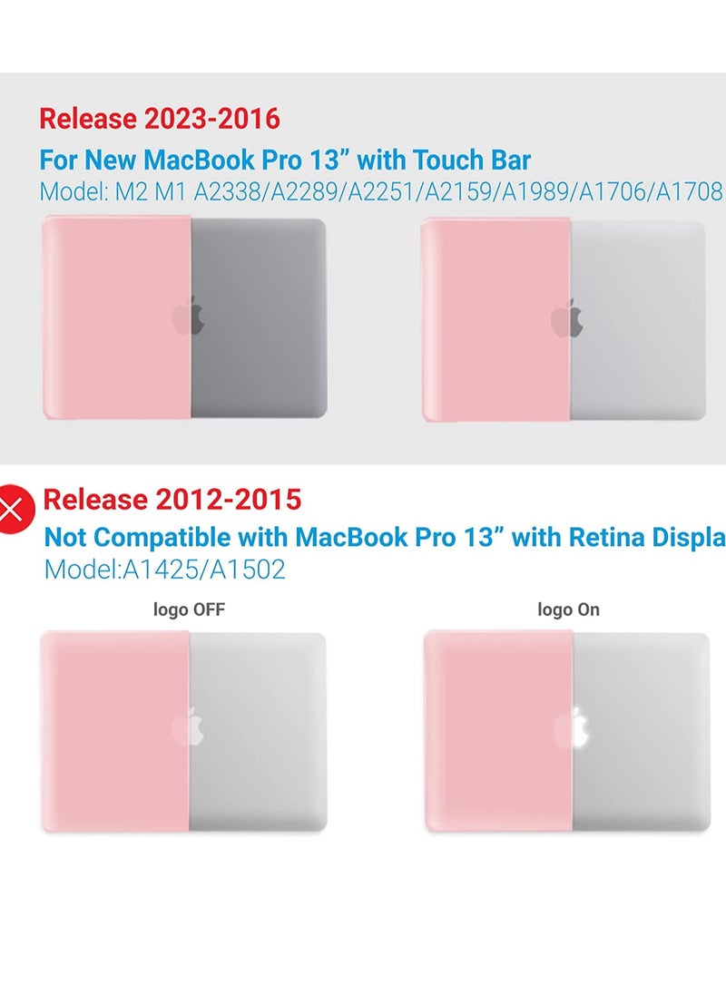 iBenzer - Compatible with 2023 2022 M2 MacBook Pro 13 Inch Case 2021-2016 M1 A2338 A2289 A2251 A2159 A1989 A1706 A1708,Hard Shell Case with Keyboard Cover for Mac Pro 13,Rose Quartz, T13RQ+1 A - Image 1