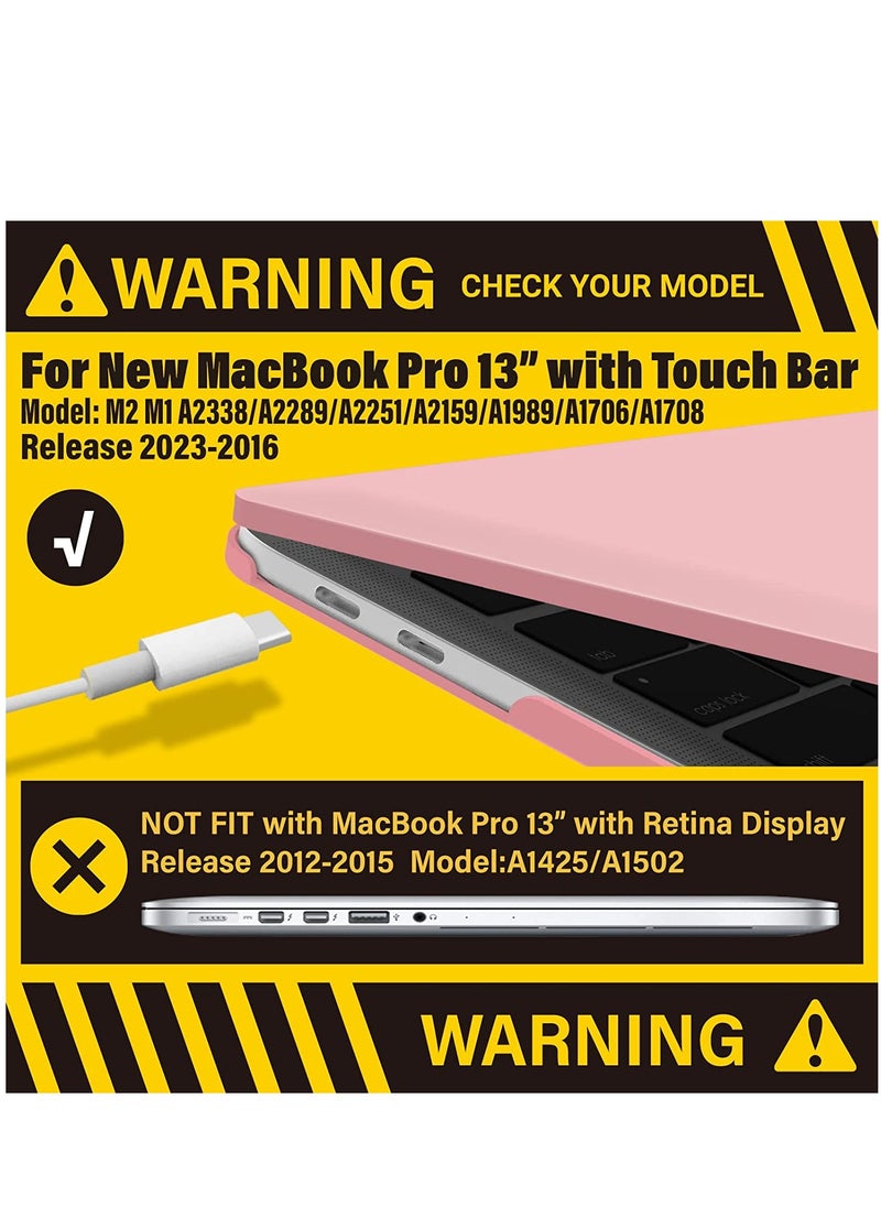 iBenzer - Compatible with 2023 2022 M2 MacBook Pro 13 Inch Case 2021-2016 M1 A2338 A2289 A2251 A2159 A1989 A1706 A1708,Hard Shell Case with Keyboard Cover for Mac Pro 13,Rose Quartz, T13RQ+1 A - Image 1